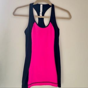 Lulu Lemon hot pink and black Tank EUC Size 4
